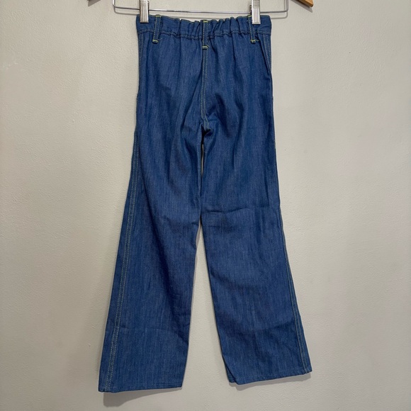 70s Vintage Pretty Please Blue Flare Trousers Jeans Boys Size 6 - Picture 5 of 6